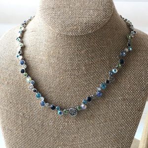 Periwinkle Blues Bubble Rhinestones Collar Necklace